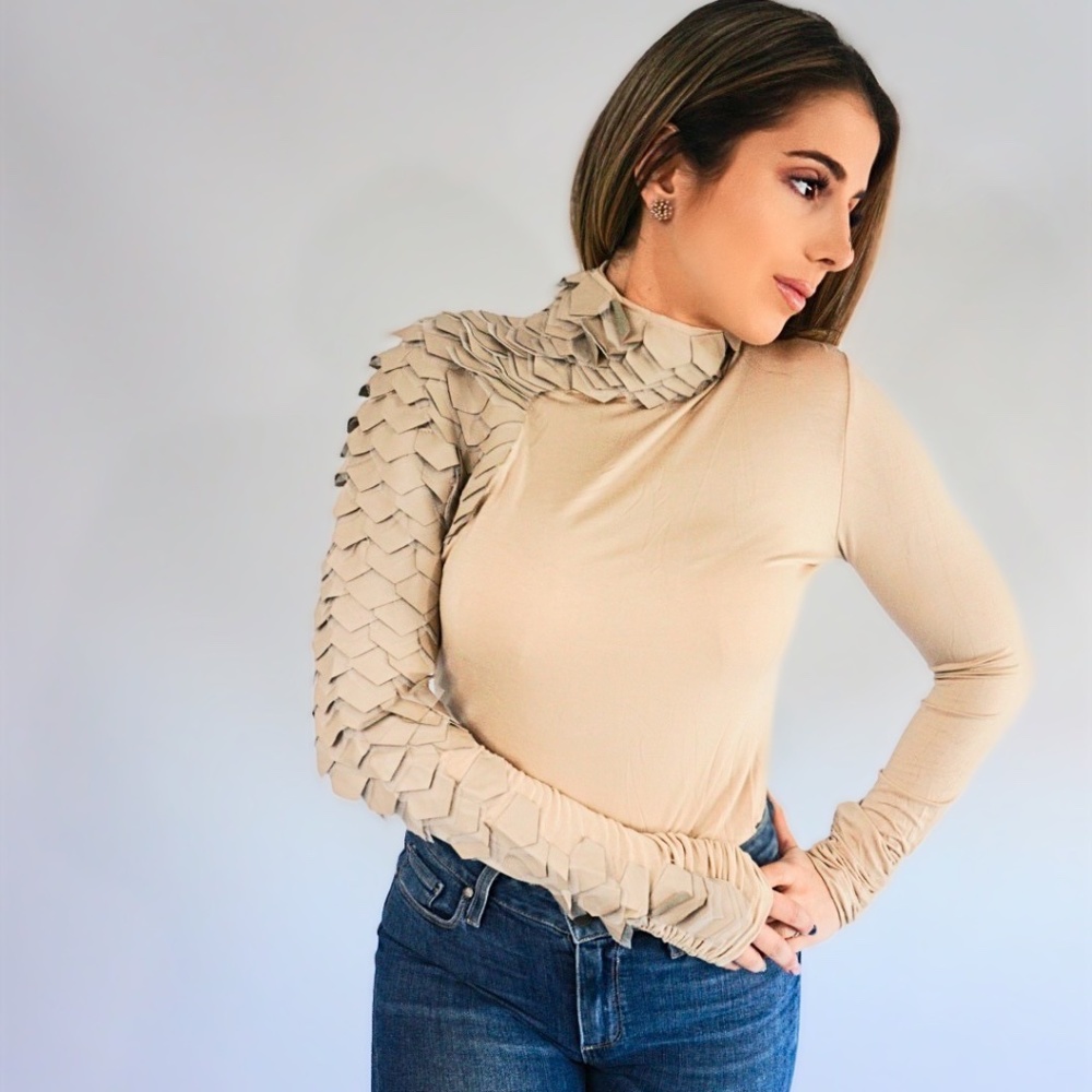 Brand New! Long Sleeve Leather Top